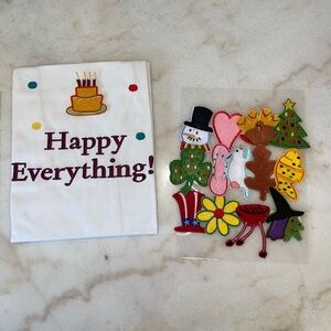 New HAPPY EVERYTHING seasonal appliqué patch apron